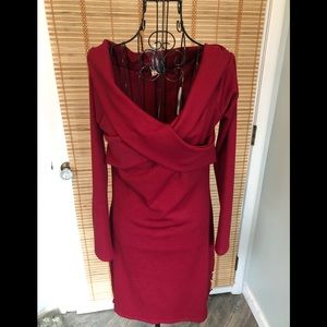 NWT Off-The-Shoulder Burgundy Dress, Size Large